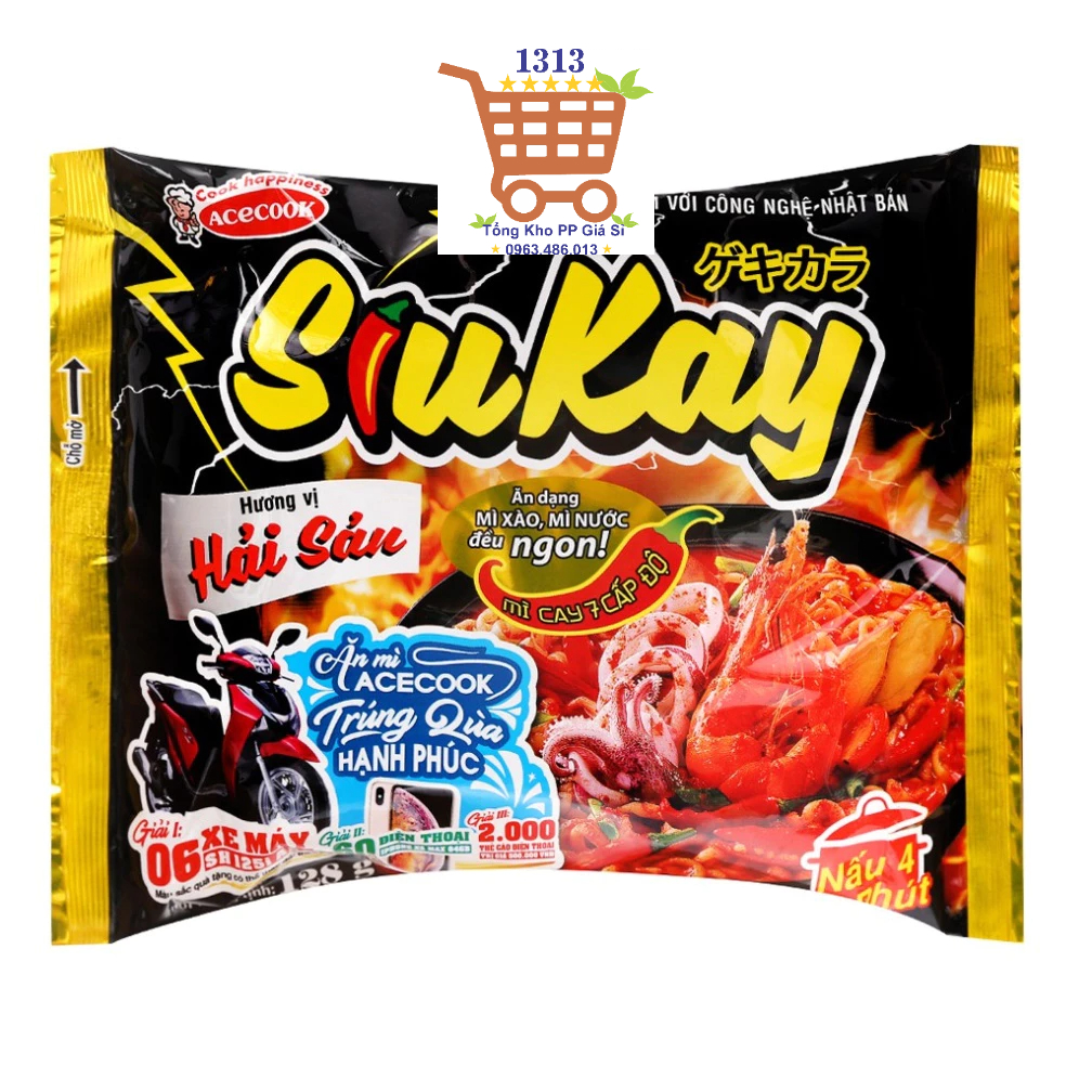 COMBO 5 GÓI MÌ SIU KAY 7 CẤP ĐỘ ĐỦ HƯƠNG VỊ GÀ, BÒ, HẢI SẢN