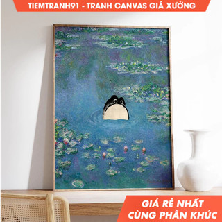 Tranh treo tường, Monet Waterlily Frog, Claude Monet Frog Poster, Matsumoto Hoji, Japanese Frog, Animal Art, Floral.