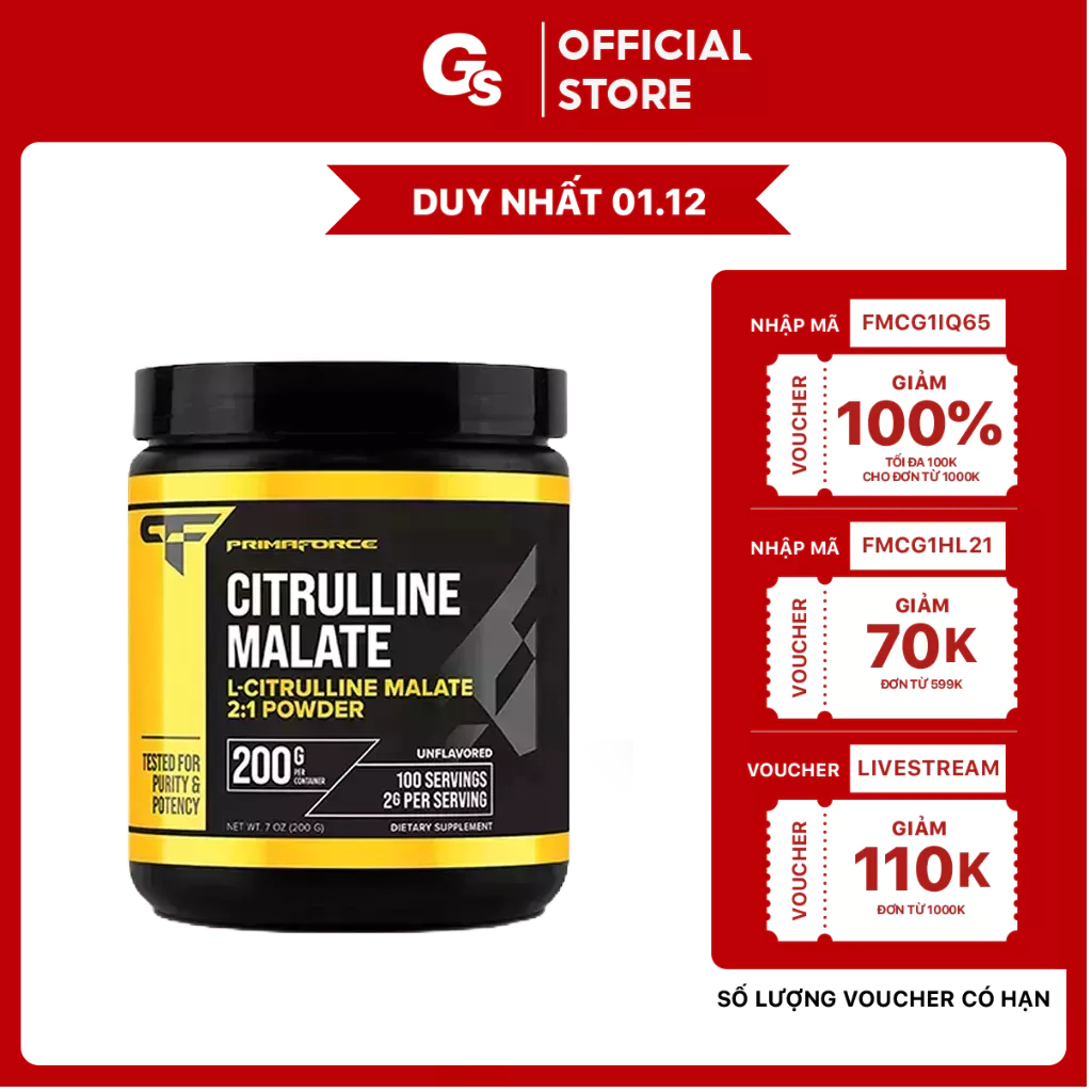Bột tăng cơ bắp PrimaForce Citrulline Malate nhập khẩu Mỹ - Gymstore