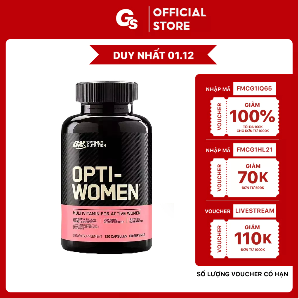 Viên uống Vitamin tổng hợp ON Opti Women cho nữ nhập Mỹ - Gymstore tăng cường sức đề kháng, khả năng hấp thụ cho nữ