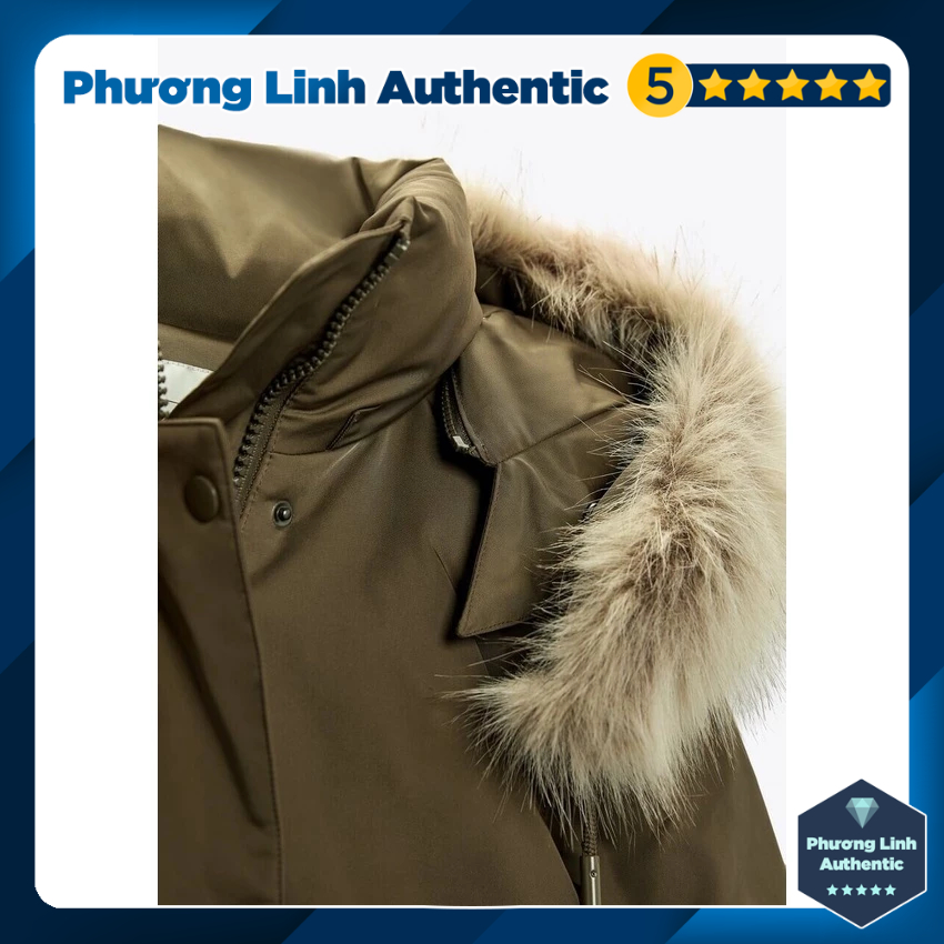 Áo khoác Parka chống nước có mũ, mũ/lông mũ có thể tháo rời, eo điều chỉnh Zara Auth New Tag có sẵn 0518/044 0518044