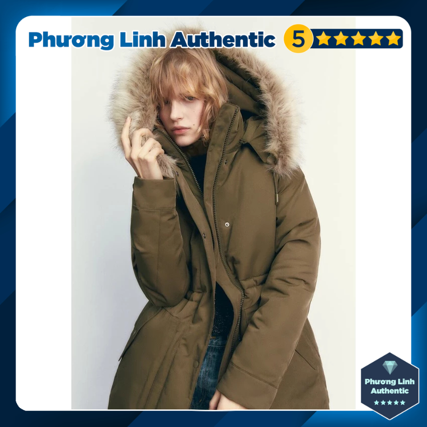 Áo khoác Parka chống nước có mũ, mũ/lông mũ có thể tháo rời, eo điều chỉnh Zara Auth New Tag có sẵn 0518/044 0518044