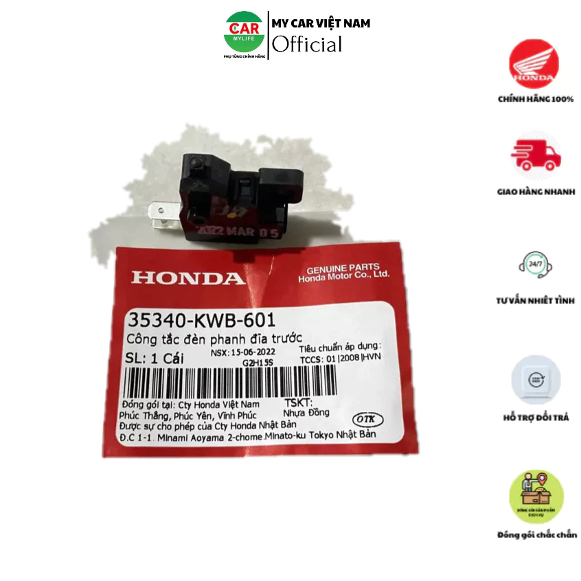 Công tắc đèn phanh đĩa trước HONDA WAVE A110, S110, RS110, RSX110. 35340KWB601
