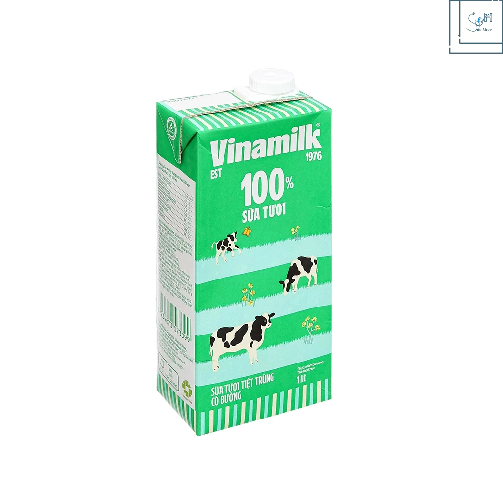 Sữa tươi tiệt trùng Vinamilk 100% Sữa tươi hộp 1 lít (không đường, có đường, ít đường)