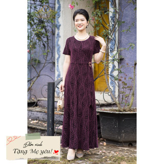 Thời trang trung niên Ladyshop đầm maxi dự tiệc thun nhũ cài eo TK789