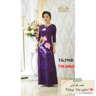Áo dài trung niên thời trang quý bà cao cấp - Ladyshop - Áo dài thêu hoa sen hồng TK294