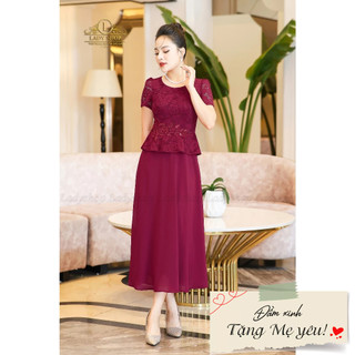 Đầm peplum dáng maxi che khuyết điểm Ladyshop thời trang trung niên cao cấp T245