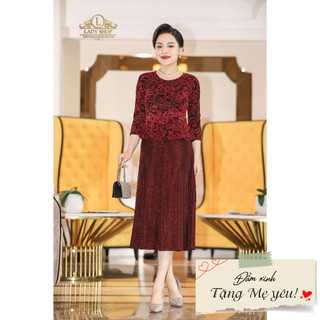 Váy đầm trung niên Ladyshop thời trang nữ thiết kế kết cườm cao cấp TK696