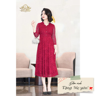 Đầm ren cổ V xẻ tay lỡ Ladyshop thời trang trung niên cao cấp T168