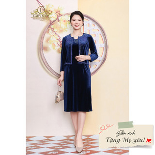 Thời trang trung niên Ladyshop Áo khoác nhung dáng vest kết thủ công (Không kèm váy) TK759