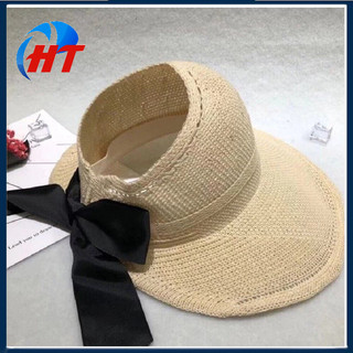 Nón vành rộng hở đầu phối nơ