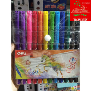 Dạ màu 12 màu deli 10003, bút lông màu
