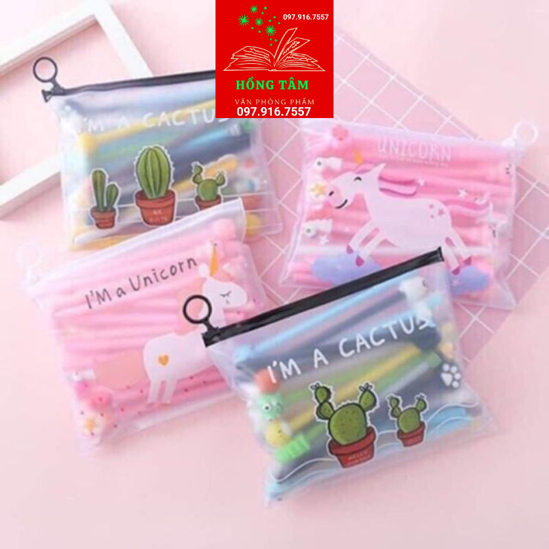 Túi 20 bút nước hình kute ngộ nghĩnh màu xanh,đen, tím