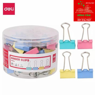Hộp 48c kẹp bướm kẹp màu 25mm deli 8554