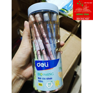 Hộp 20c chì khúc Deli sịn kèm đầu tẩy
