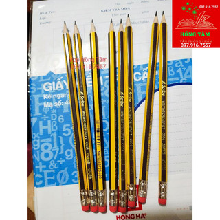 Chì gỗ Deli C004 chì sọc vàng có đầu tẩy