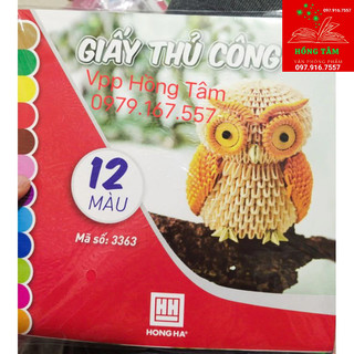 Giấy thủ công hồng hà vuông 12 màu 3363