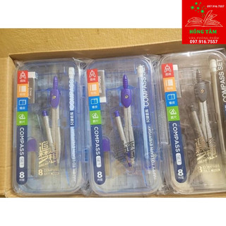 Bộ compa sắt to đại 3006 (chì kim, compa chì kim sắt,đo độ, 2 eke,thước, tẩy ,ruột chì..)