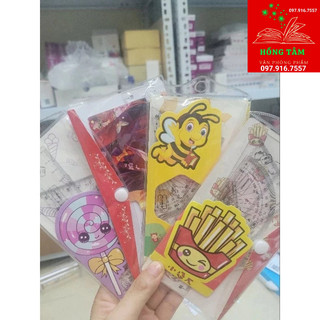 Bộ đo góc, đo độ thước kẻ eke kute 4 món 15cm dày dặn