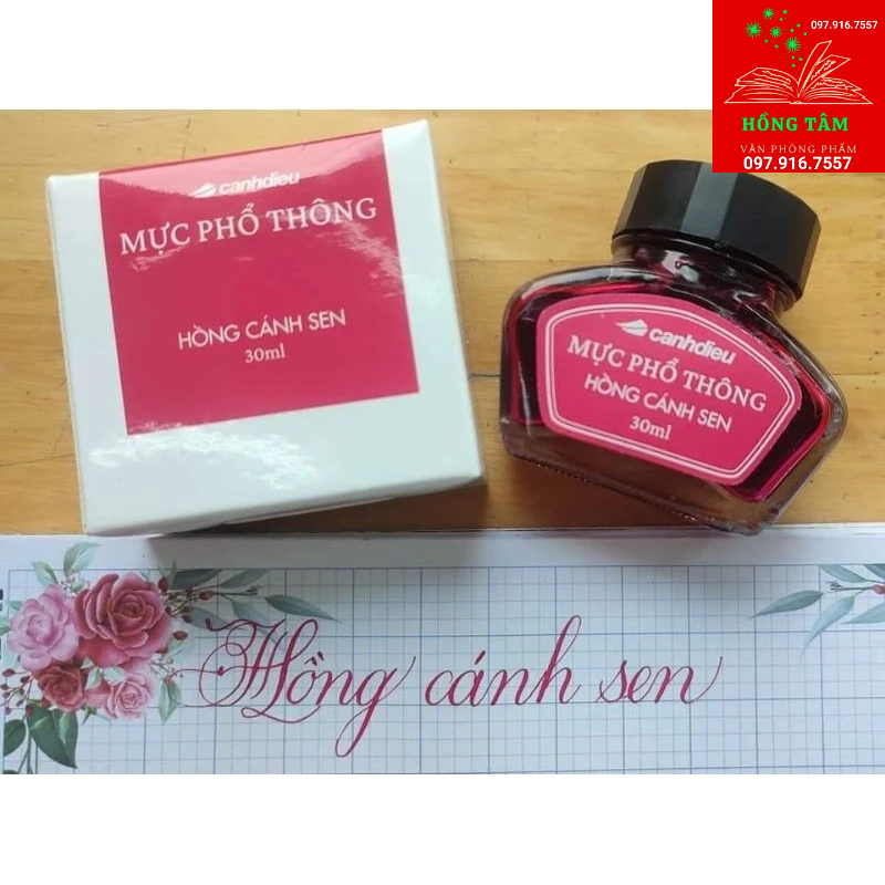 Mực cánh diều 30ml phổ thông Hồng Cánh Sen không lắng cặn