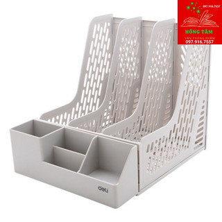 Giá đựng tài liệu 3 ngăn kèm khay cắm bút Deli Z00112
