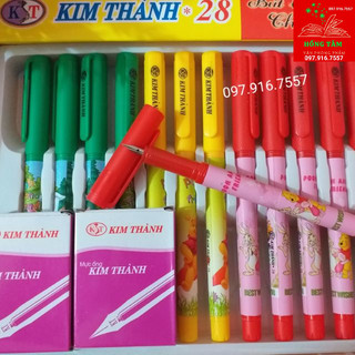 Sét 12 bút máy ngòi trơn kim thành 28. Tặng 12 ống mực khô