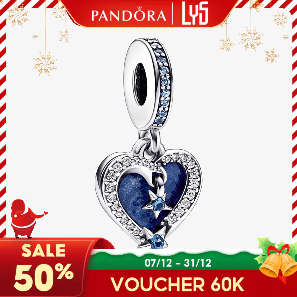 Charm Pandora Celestial Shooting Star Heart Double Dangle Charm 1137 - Bạc S925