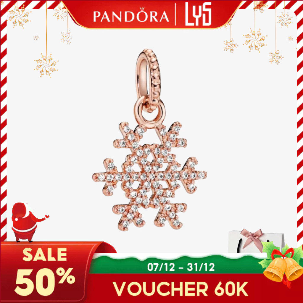 Charm Pandora Rose Gold Sparkling Snowflake Pendant Bead Bông Tuyết Hồng Vàng 1508 - Bạc S925