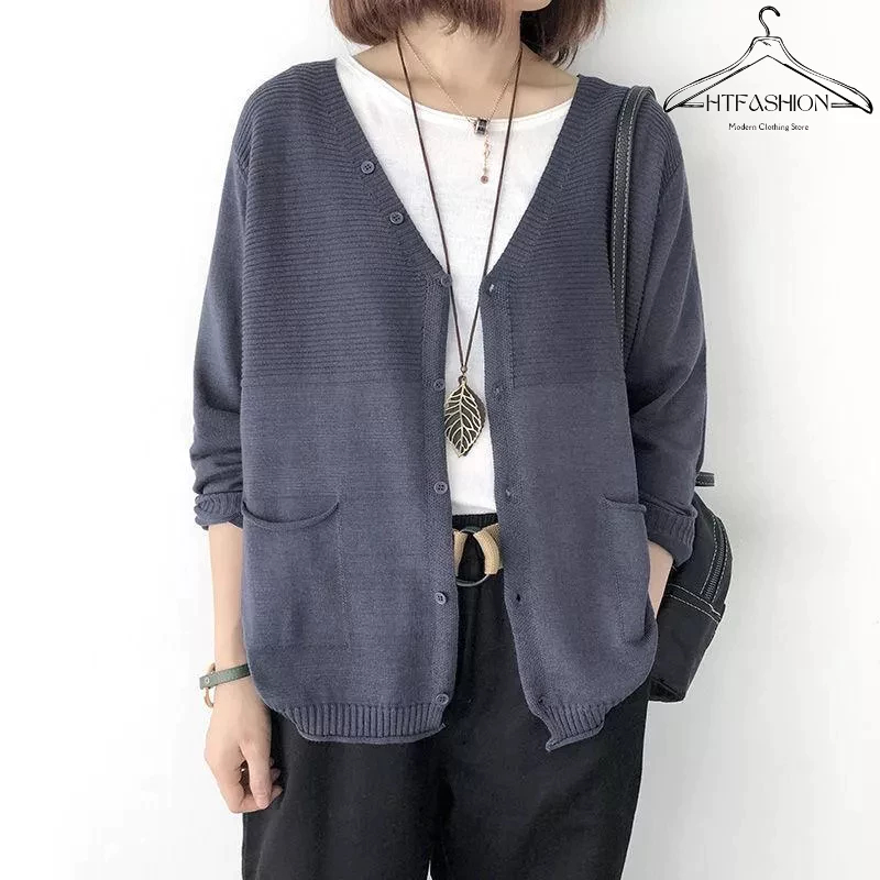 Áo khoác len cardigan nữ chất len mềm mịn co giãn trẻ trung mùa thu đông mã HTA0426