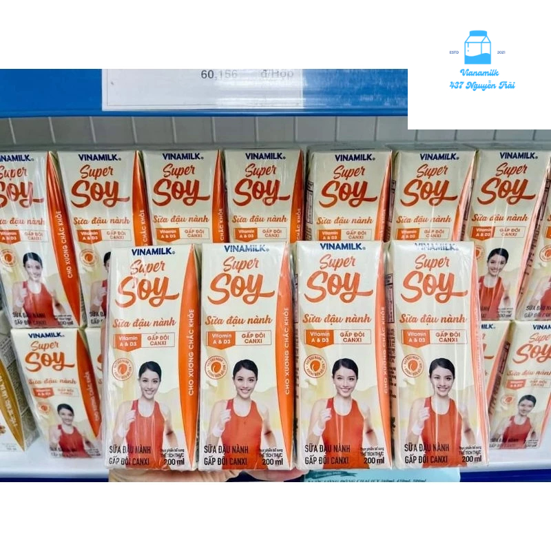 Combo 3v-Sữa đậu nành Vinamilk Super Soy Gấp đôi Canxi -Lốc 4 hộp × 200ml