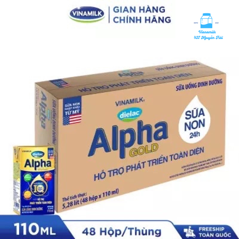 Sữa Uống Dinh Dưỡng Dielac Alpha Gold (Sữa non) - Thùng 48 hộp 110ml