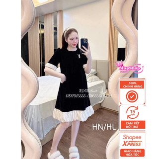 Váy suông nhung tuyết phối bèo siêu xinh, váy bầu nhung sang chảnh, đầm bầu dự tiệc , váy đầm bầu thu đông