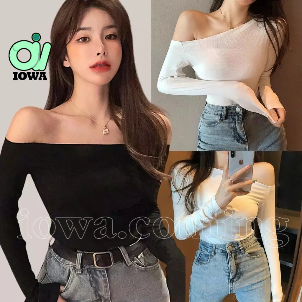 Áo Thun TAY DÀI TRỄ VAI DÁNG DÀI Chất Thun Gân Trơn DD155, Áo Thun Kiểu Trơn Ôm Gọn Hở Vai Nữ IOWA | BigBuy360 - bigbuy360.vn