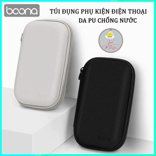 Hộp đựng ổ cứng di động phom cứng Da PU chống nước, đựng pin sạc dự phòng cáp sạc điện thoại Baona