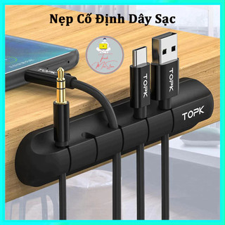 Đế Dán Kẹp Cố Định Cáp Sạc TOPK Slicoin Chống Rối Dây Sạc Tai Nghe, Giúp Bàn Làm Việc Gọn Gàng