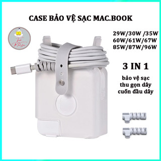 Ốp Bảo Vệ Sạc Macbook, Bọc Sạc, Case Bảo Vệ Sạc 3 Trong 1 Kèm Bộ Cuốn Đầu Dây Sạc