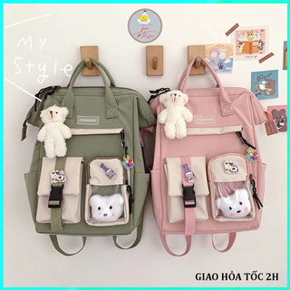 Balo Ulzzang Thời Trang Nam Nữ Tặng Kèm Phụ Kiện, Phù Hợp Đi Học, Đi Làm, Đi Chơi , Phong Cách Hàn Quốc Dễ Thương