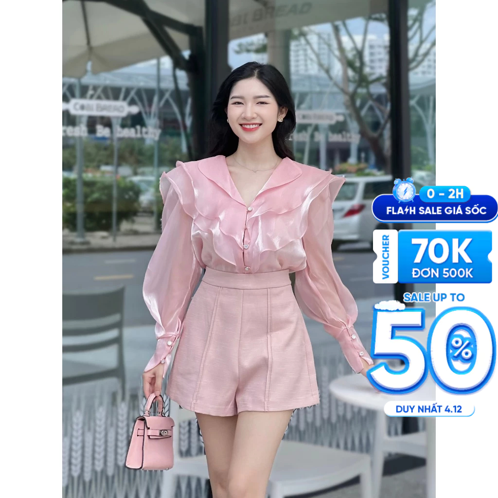 RECHIC Quần short nữ Trico lưng cao trơn dáng A cơ bản