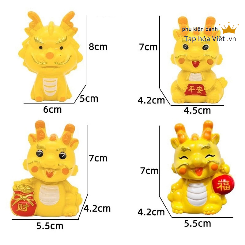 Rồng trang trí năm mới, rồng vàng trang trí tháp oản, rồng nhựa trang trí bánh sinh nhật