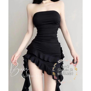 Đầm cúp tua rua kèm hoa hồng cổ có mút cúp
