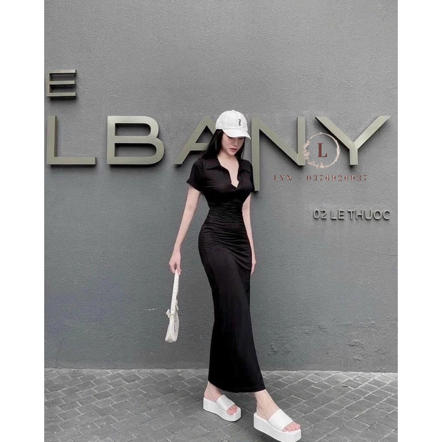 Body Hở Lưng Dây Nơ Cột Dáng Dài Hình Thật