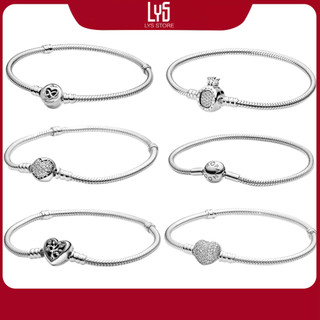 Vòng tay bạc s925 heart clasp snake chain charm bracelet - bạc s925