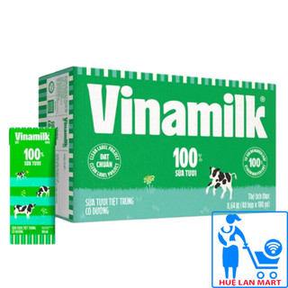 [CHÍNH HÃNG] Sữa Tươi Tiệt Trùng Vinamilk 100% Có Đường Thùng 48 Hộp x 180ml