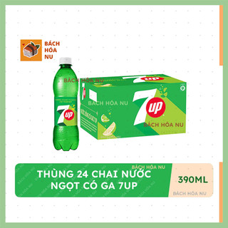 Thùng 24 chai nước giải khát có ga 7up vị chanh 390ml