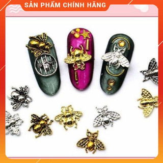 Hình cham ong kim loại trang trí móng nail nhiều mẫu đẹp có 3 màu vàng bạc ghi xám