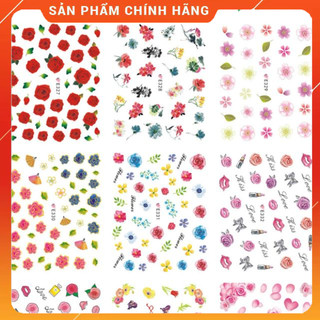 Hình dán sticker 3d trang trí móng nail bảng to nhiều mẫu hoa hình đẹp xinh. Sticker hoa dán dễ sử dụng trang