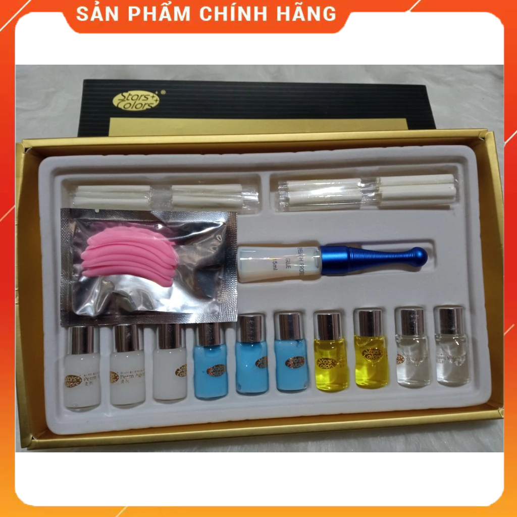 Set uốn mi starcolor hàn quốc đen kèm keo bắt trục trắng xanh siêu chắc