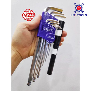 🎌Made in Japan 🎌Bộ lục giác Eight Nhật TLS-9NP, BHS-9NP với 9 cỡ đầu bi từ 1.5-10mm - Có thêm tay công