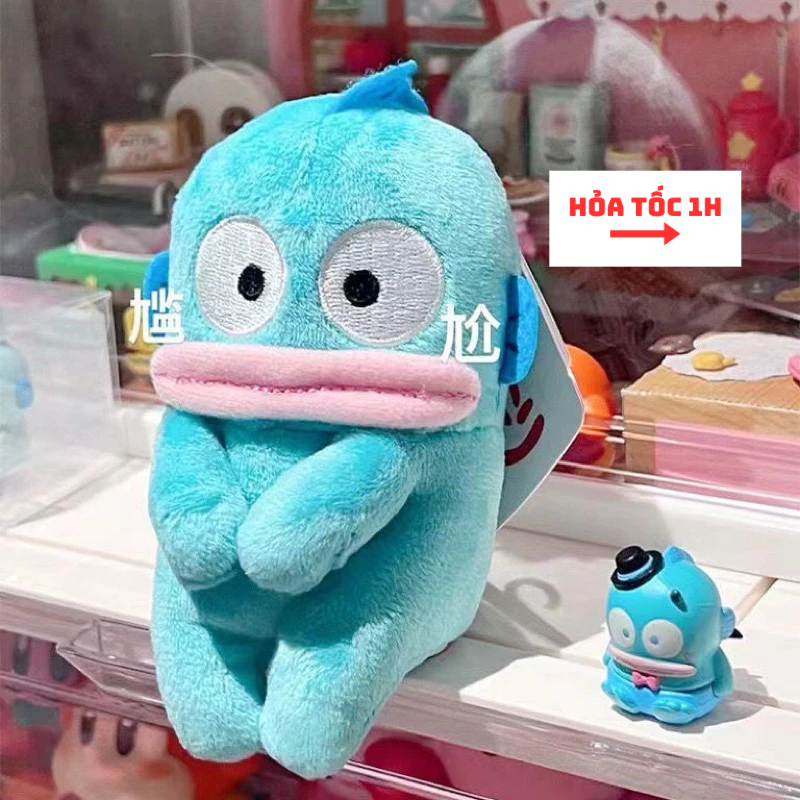 Móc khoá cá xanh môi dày nhồi bông ngồi vô tri