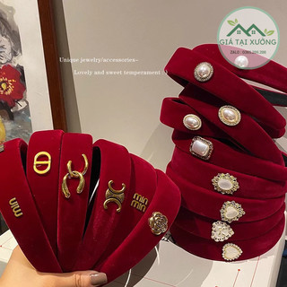 Bờm tóc nhung đỏ thời trang cao cấp